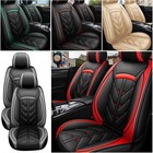 Universal Luxury PU Leather Front +Rear Car Seat Covers 5-Seats Cushion Full Set