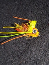BASS FLIES SIZE 10 FROGS TIG DIVER FLY FISHING POPPERS ORANGE GREEN YELLOW 