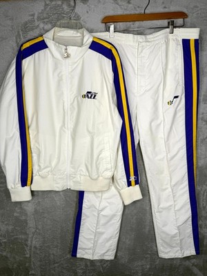 Vintage 90s Utah Jazz Warmup Set Mens Medium Starter White Embroidered Tracksuit