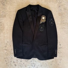 Balmain Black Beaded Tailored Jacket Size 46 Used