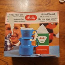 Vintage Melitta Kinder Kaffee Filterset 801 hellblau  70er Jahre Puppengeschirr