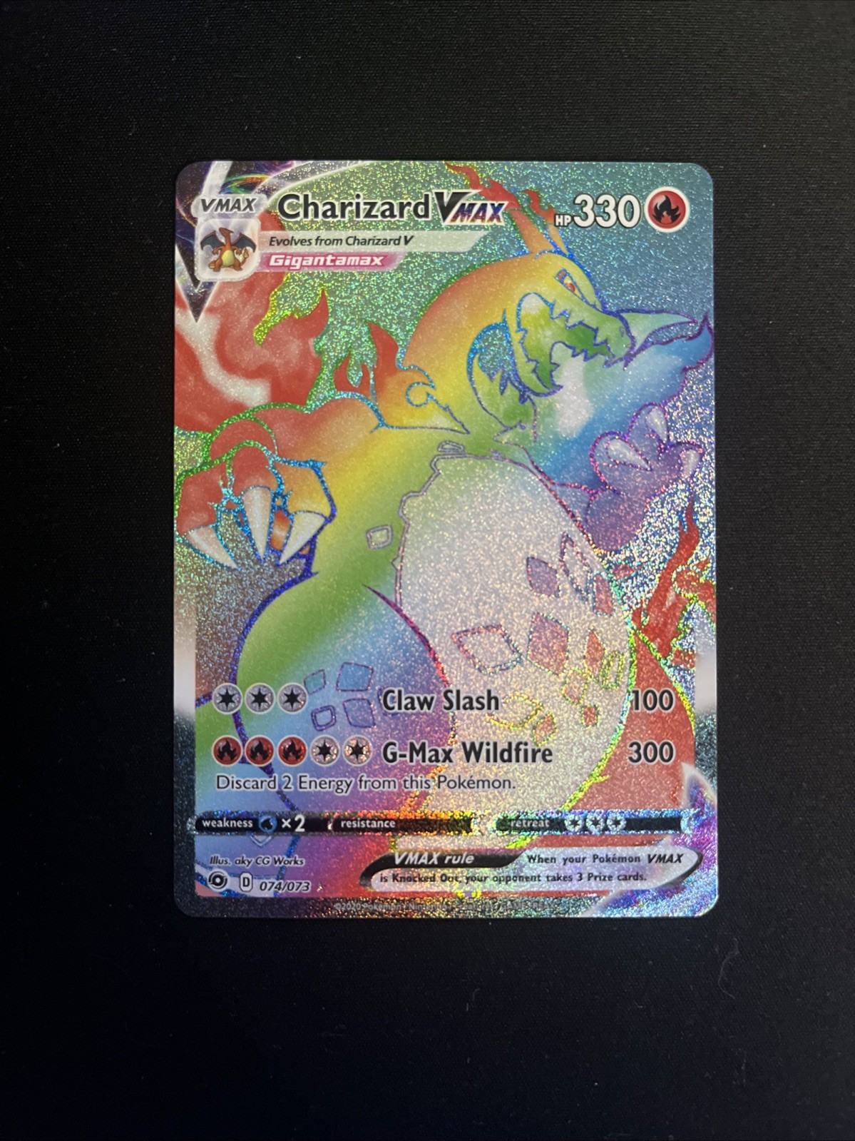 Pokémon Charizard VMAX Secret Rare Rainbow Full Art Champions Path Holo 74/73