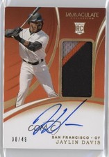 2020 Panini Immaculate Rookie Holo Gold /49 Jaylin Davis #156 Patch Auto 0i1b