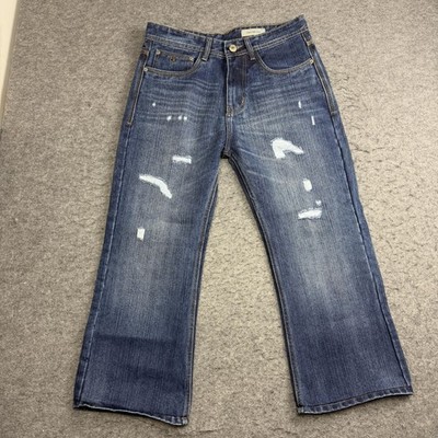 Calvin Klein Jeans Mens 32x32 Blue Distressed Stretch Straight Denim Pants