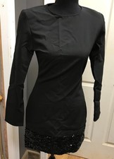 Zara Festive Days Black Dress with Sequins on Hem Sz Small NEW