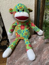 Dan Dee Sock Monkey Plush Flowers Butterflies Green Ultra Soft