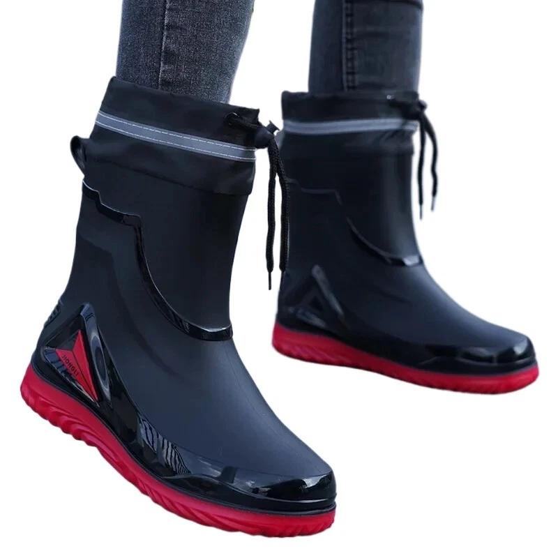 Waterproof Non-Slip Rain Shoes Fleece Lined Warm Work Boots Outdoor Kitchen
