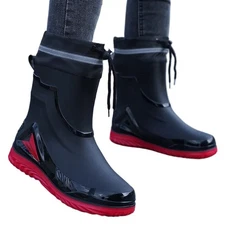 Waterproof Non-Slip Rain Shoes Fleece Lined Warm Work Boots Outdoor Kitchen
