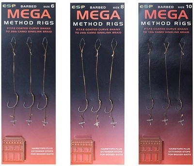 ESP Mega Method Rig NEW Carp Fishing Ready Tied Rigs *Full Range*