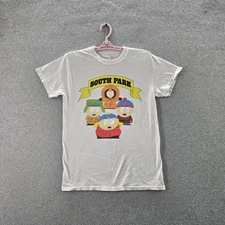 South Park Men Shirt S White Graphic Short Sleeve Logo