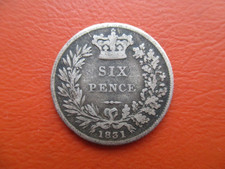 1831 - sixpence - William IIII - 0.925 sterling silver                (ref e505)