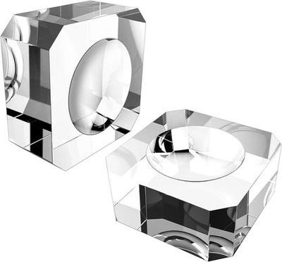 No Distortion Crystal Sphere Holders - 2 Clear Glass Bases for Display