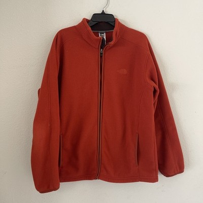 The North Face Fleece Jacket Womens Orange Full Zip Hiking Outdoor Sz L
