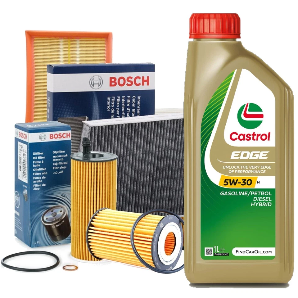 KIT DE RVISION CASTROL EDGE 5W30 6 LT + 4 FILTRES BOSCH BMW 1 E87 118D 143 CH - Photo 1/4