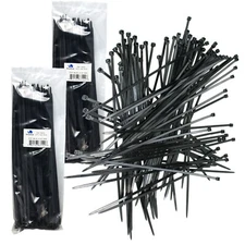 200 PCS Pack 12" inch Network Cable Cord Wire BLACK Tie Strap 52 Lbs Zip Nylon