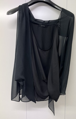 All Saints Ava Tie Top Black UK 8 / EU 36 Sleeveless Layered Blouse