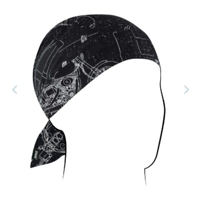 Motorcycle Print Flydanna Headwear Durag Deluxe Doo Rag Headwrap