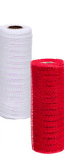 Lot 2 Rolls 6" x 5 Yds Each Red  White Mesh Wreath Floral Craft New