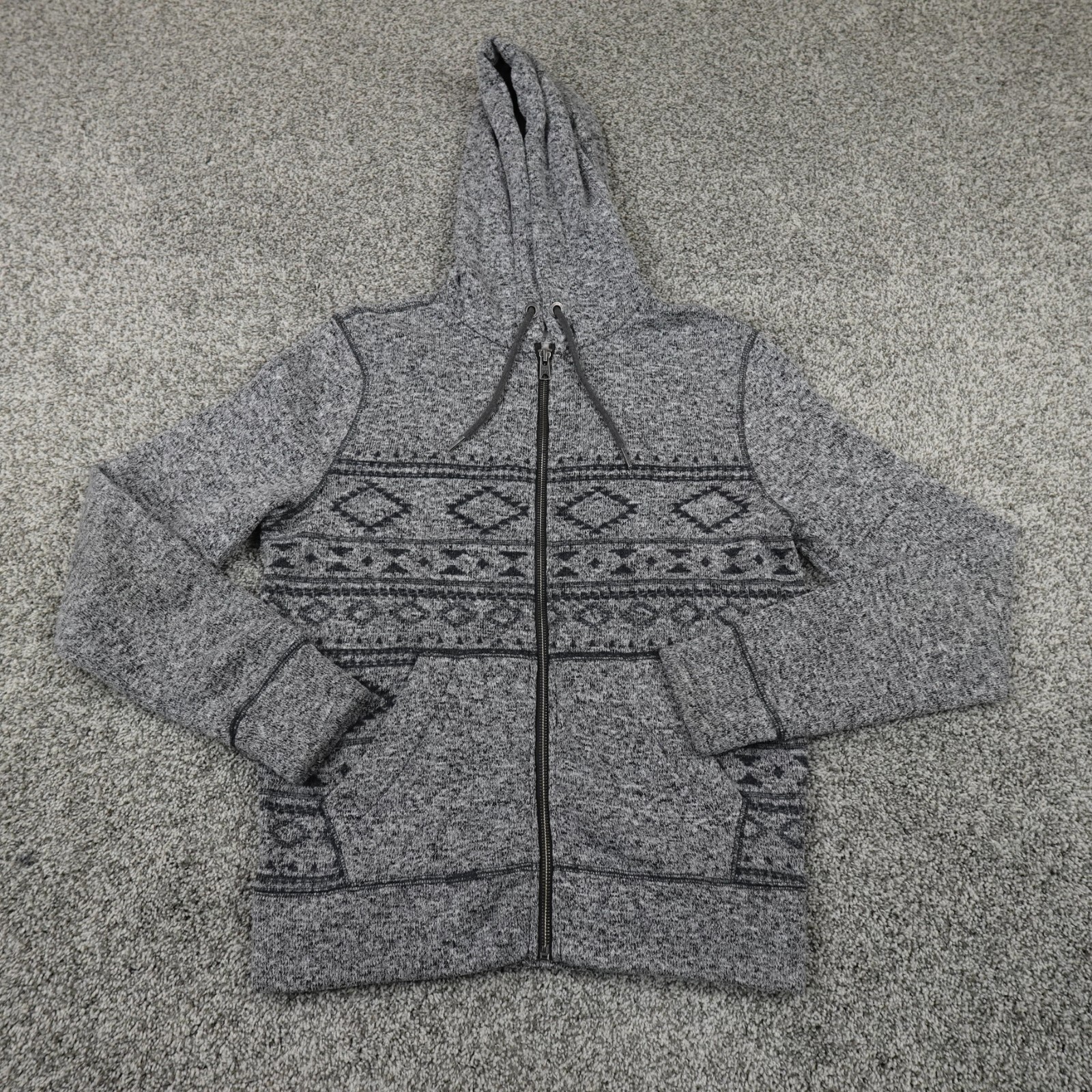 Aeropostale Sweater Mens XS Gray Ragg Western Navajo Aztec Zip