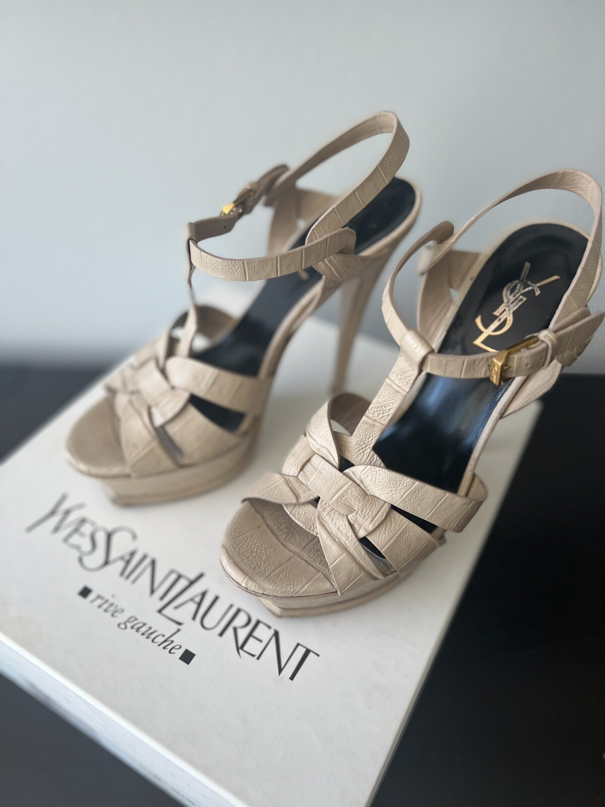 Sandali YVES SAINT LAURENT TRIBUTE Croc in rilievo 105 mm plateau taglia 7 37