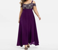 Long Off Shoulder Purple Lace Dress *SIZE 5XL*