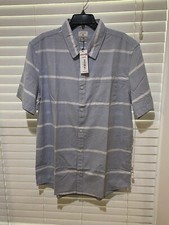 Quicksilver Blue and White Striped SS Button Up - NWT - Size S