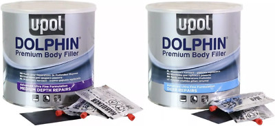 2x U-POL Premium Dolphin MEDIUM & DEEP Deep Repair 3L Body Filler Putty Kit