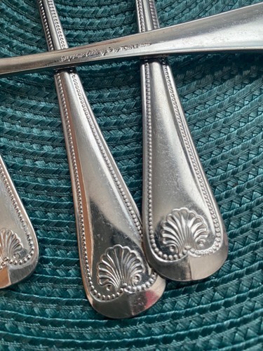 ABBEY SHELL pattern glossy 8 SPOONS by TOWLE SUPREME CUTLERY JAPAN STAINLESS - Picture 5 of 11