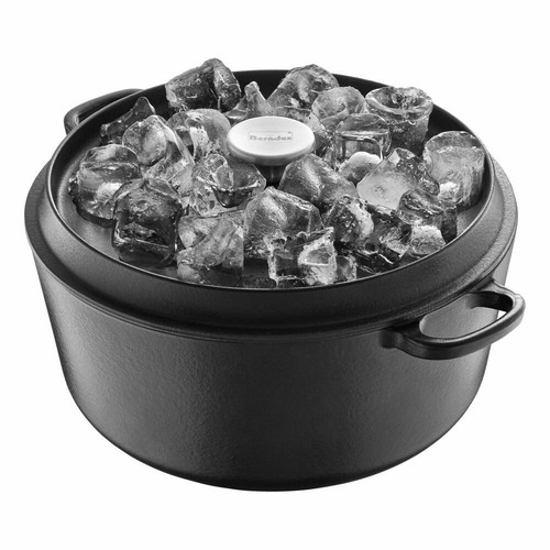 Berndes Eisenguss Runder Bräter mit Gussdeckel Multibräter Rund Schwarz Ø 20 cm - Bild 2 von 5