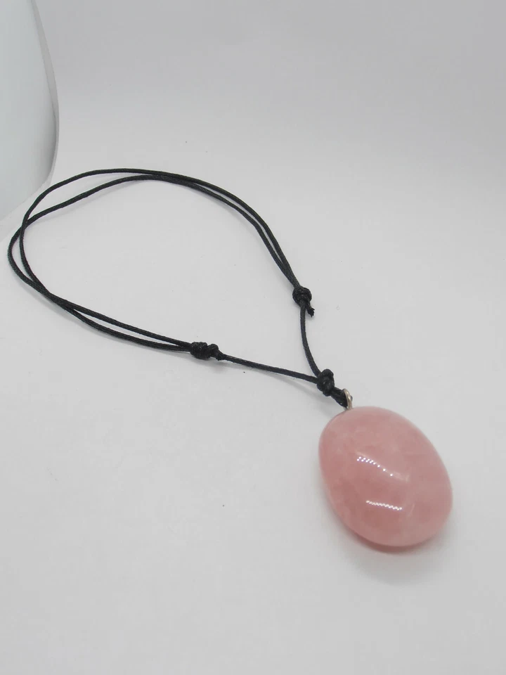 Ciondolo in ARGENTO 925 con QUARZO ROSA naturale e girocollo - pietra dura - - Immagine 4 di 4