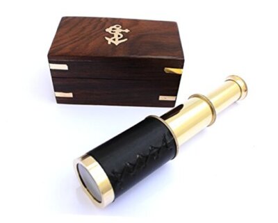 6" Brass Pirate Telescope With Case - Nautical Spyglass For Sailor Decor & Pirate Costumes