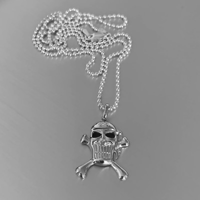 Sterling Silver Unisex Crossbone Necklace, Skull Head Necklaces, Skeleton  Bones