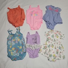 6 Lot One Piece Bodysuit Girls Infant Baby 0-3 Months Baby Mix lot Play Summer