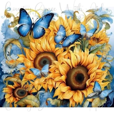 20oz Skinny Tumbler Sublimation Transfer Butterfly Sunflower Ready To Press
