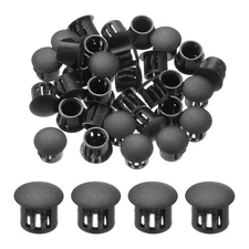 100Pcs 10mm Black Nylon Plastic Round Locking Hole Plugs Insert End Caps