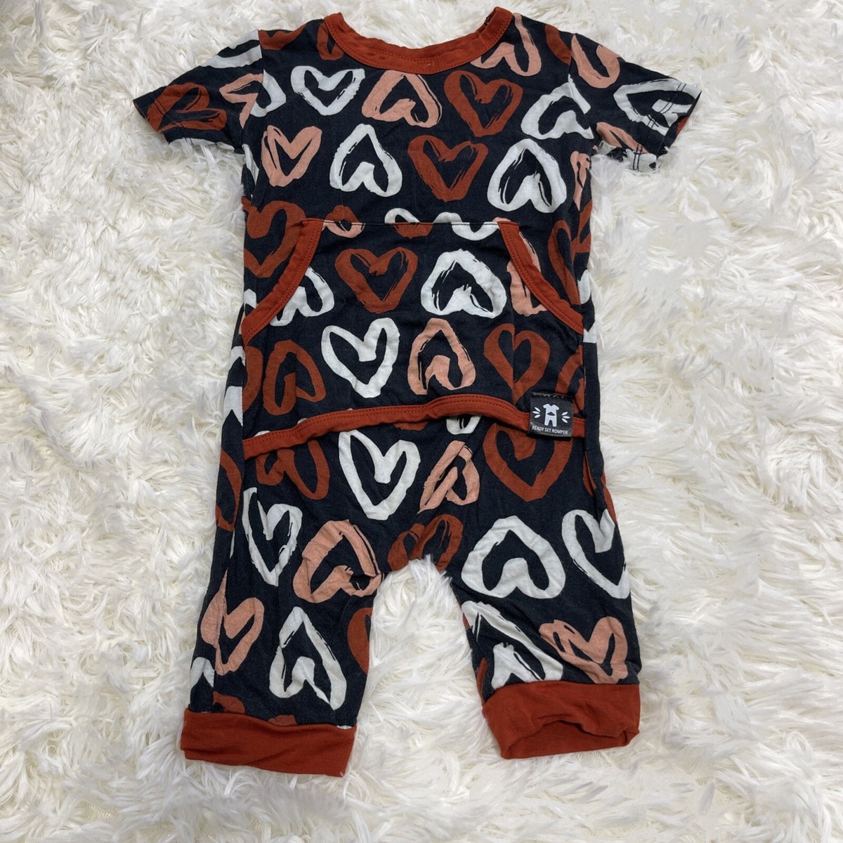 "No Doubt" Baby Bodysuit Romper - Gray Short Sleeve Cotton Playsuit