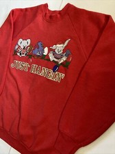 VTG Fruit Of The Loom 90’s Christmas Sweatshirt Just Hangin Lights USA Made Sz L