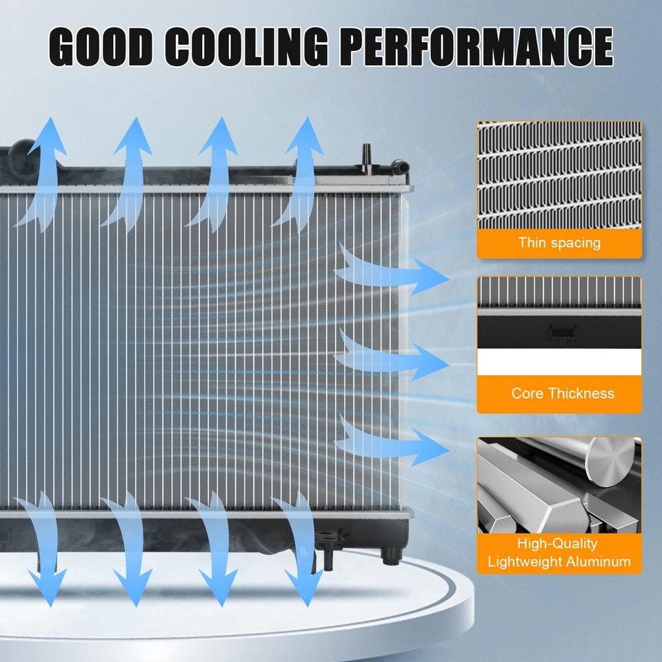 Conjunto de radiador de aluminio plateado para Subaru Impreza 2008-2015 4 puertas 2,0 L 2,5 L Foto 3 de 4