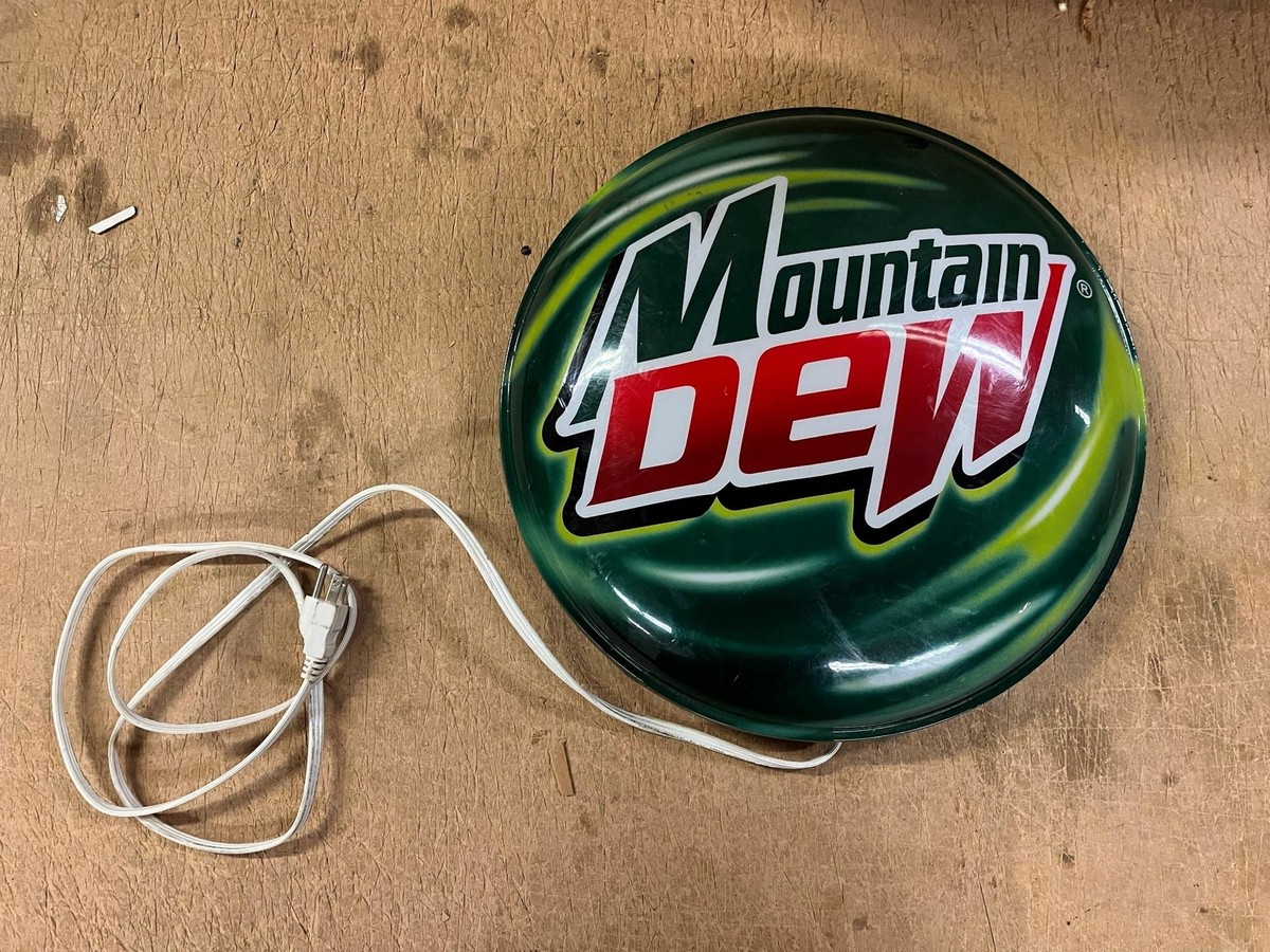 90’s マウンテンデュー ライトアップ　看板　ネオンサイン　ストアディスプレイ Vintage Mountain Dew Button Style Light Up Advertising Sign