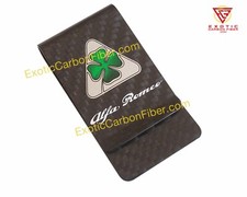 Alfa Romeo Quadrifoglio REAL Carbon Fiber Money clip in 2x2 Gloss Top Quality