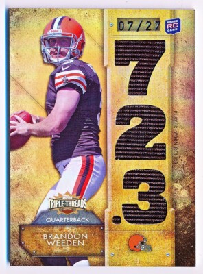 2012 Topps Triple Threads Brandon Weeden Relics Sepia Jersey Rc #TTR-15 (07/27)