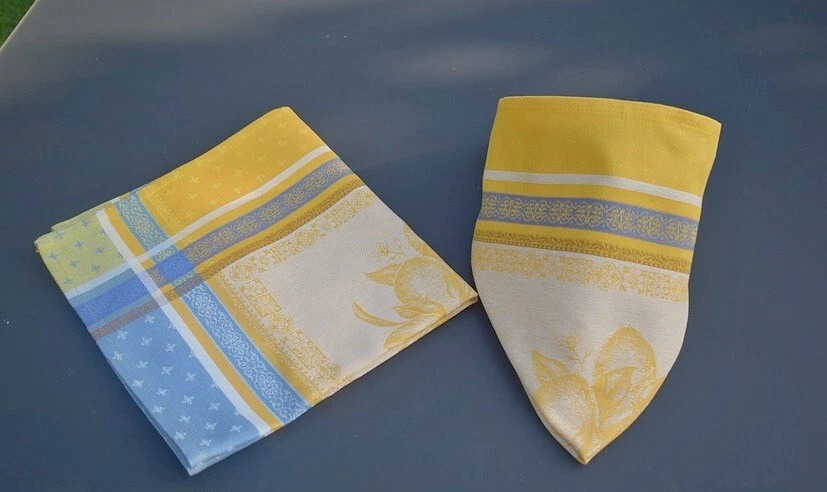 Salvietta Jacquard Cotone 50x50 CM Giallo Con Zitronenmotiv Di Francia - Immagine 3 di 4
