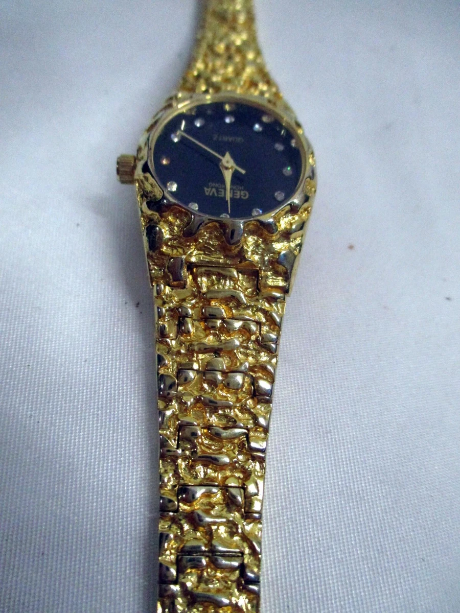 New Geneva Quartz Faux Gold Nugget Women s Watch 7
