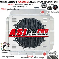 4 CORE RADIATOR+SHROUD FAN KITS FIT 1955-1959 CHEVY TRUCK PICKUP LS ENGINE SWAP