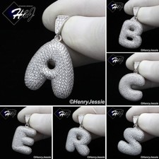 MEN 925 STERLING SILVER ICY BLING CZ 3D 26 BUBBLE INITIAL LETTERS PENDANT SP203
