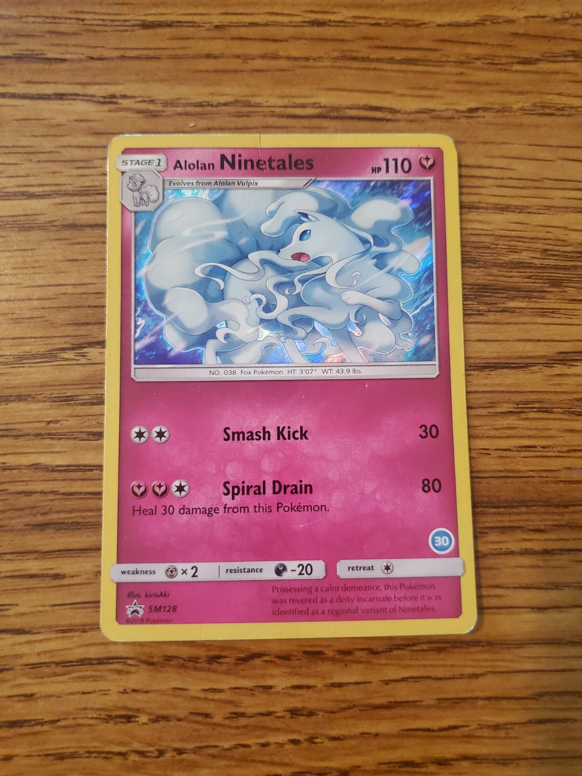 Alolan Ninetales SM128 Sm black star promo Holo pokemon card.