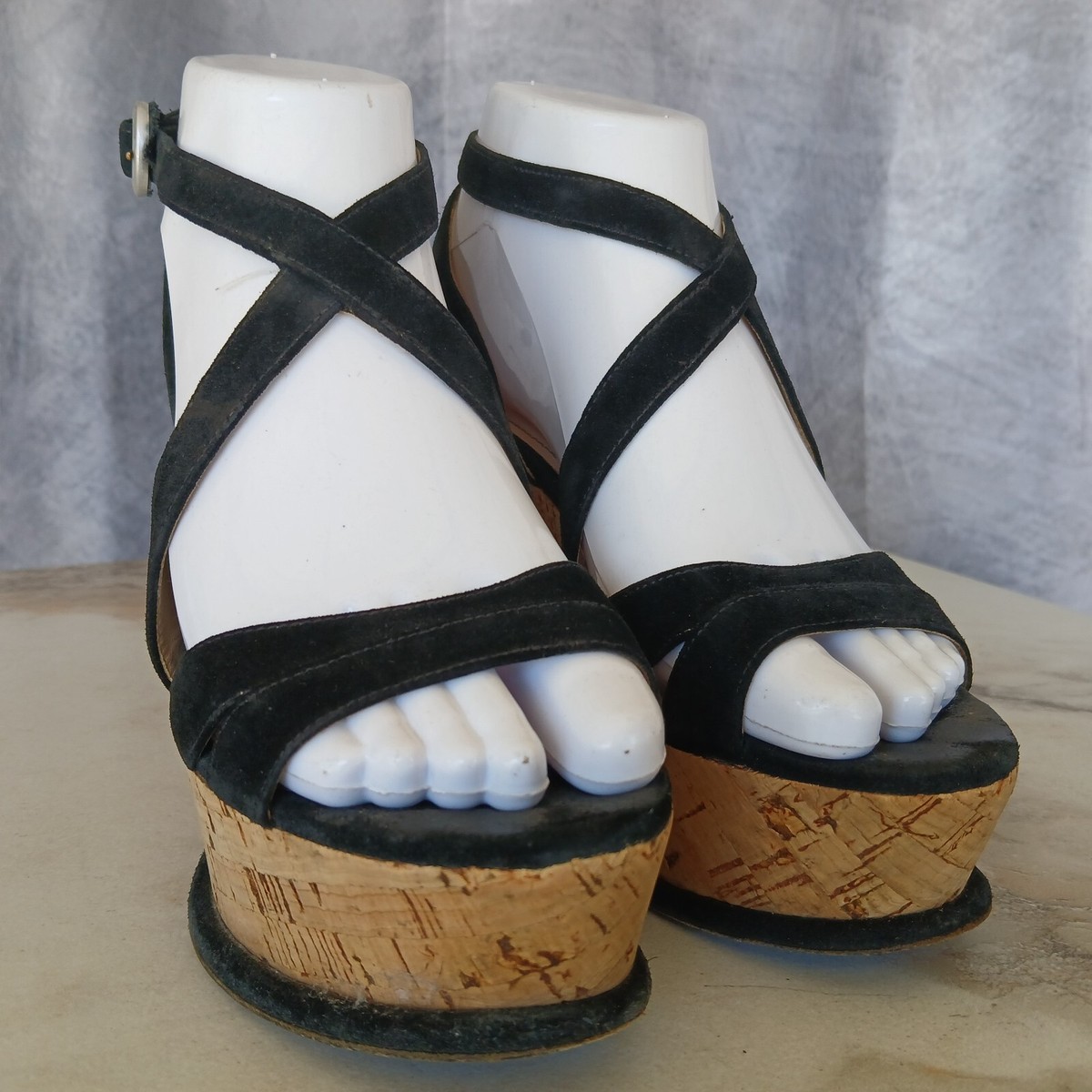 Prada Platform Wedge Cork Sandals Women's Size 35 Black | eBay Prada Platform Wedge Cork Sandals Women's Size 35 Black | eBay