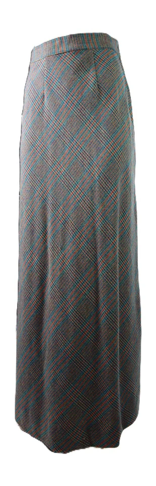 Falda larga recta de lana a cuadros azul rojo amarillo negra talla 2 de EE. UU. para mujer Foto 2 de 4