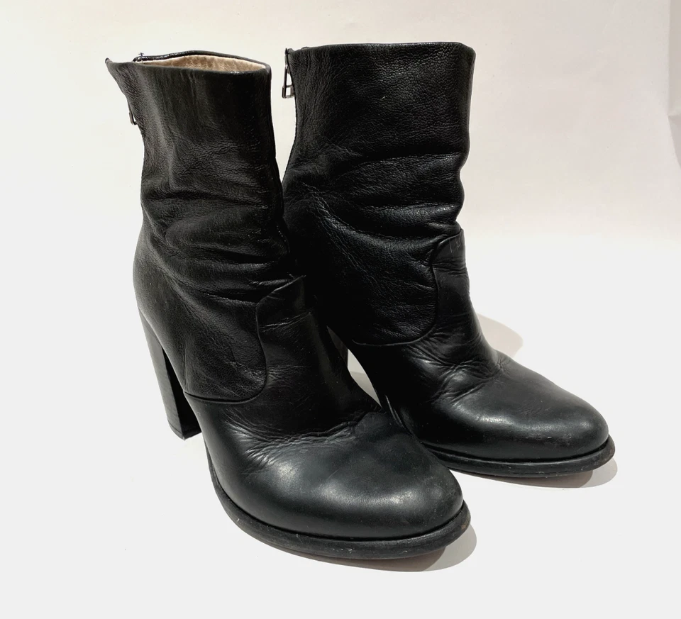 ALLSAINTS 短靴女式黑色皮革踝跟拉链 US10 码 — 第 2/4 张图片