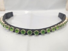 Beautiful Green Crystal Leather Horse Bridle Brow-Band All Sizes.